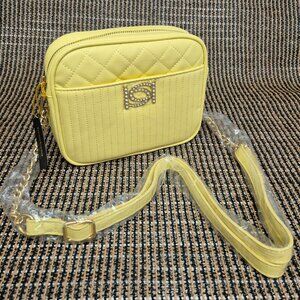Bebe Crossbody bag Adjustable Strap Hazel Rhinestone, Yellow - NWT